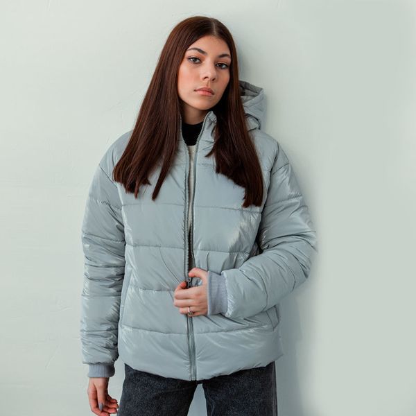 Демісезонна підліткова куртка для дівчинки в світло-сірому кольорі J-23-21 light grey фото