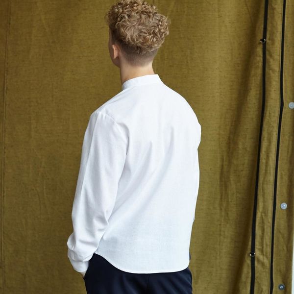 Підліткова сорочка з льону в білому кольорі для хлопчиків SH-002-21 white фото